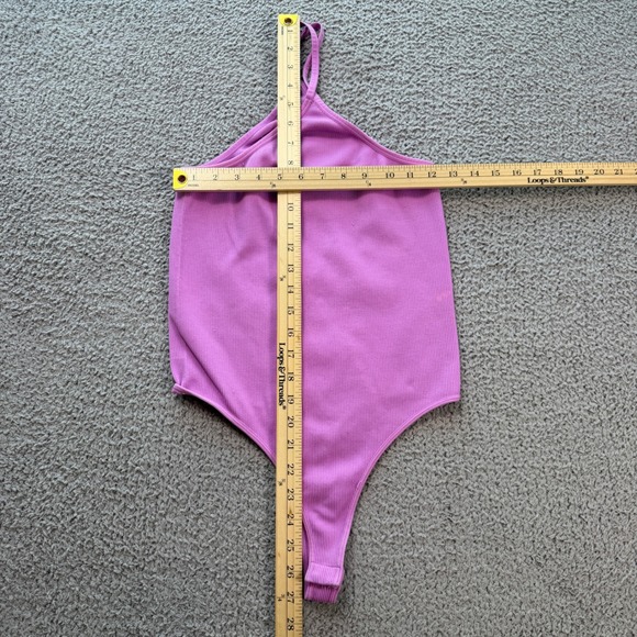 Wild Fable Womens Ribbed Halter Bodysuit Purple High Neck Thong Snap Medium - Picture 4 of 8
